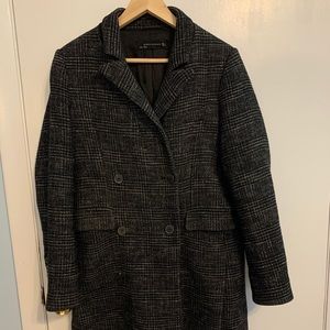 Zara Woman Wool Coat in Dark Grey/Black